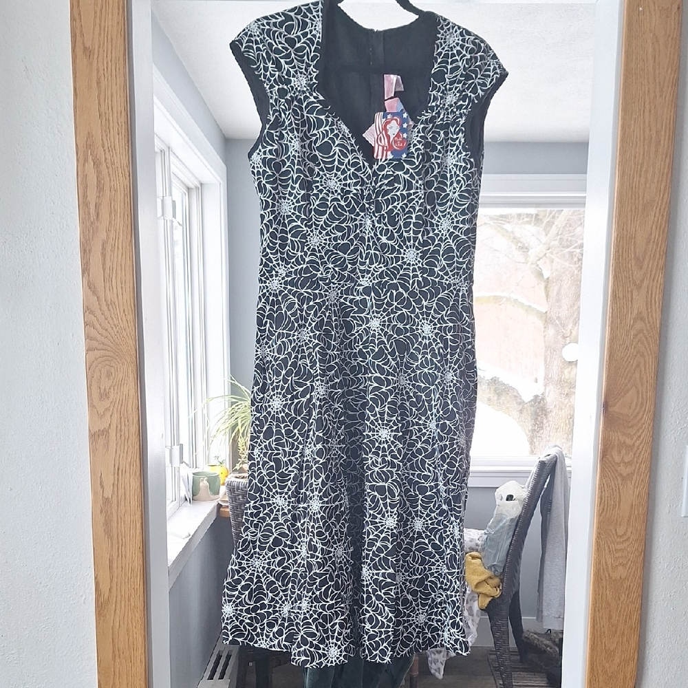 Pinup Girl Couture Black and White Spiderweb Dress